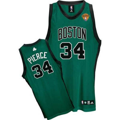 NBA Boston Celtics 34 Paul Pierce Green Black Number Jersey Final Patch